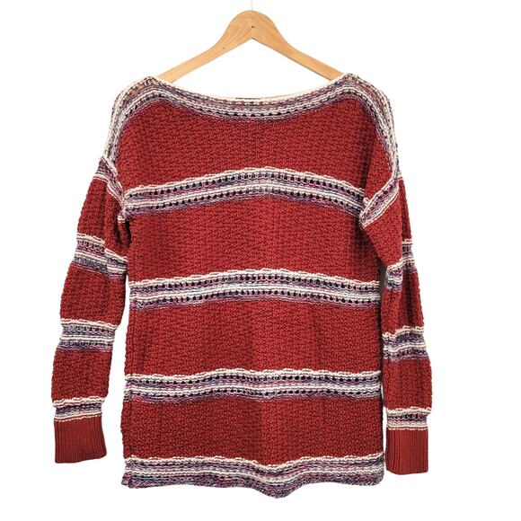 Eddie Bauer Sweaters - Eddie Bauer Sweater Women's Small Rust Striped Open Stitch Boat Neck Oversized
